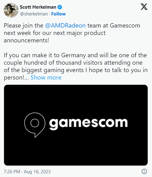 AMD Gamescom tweet